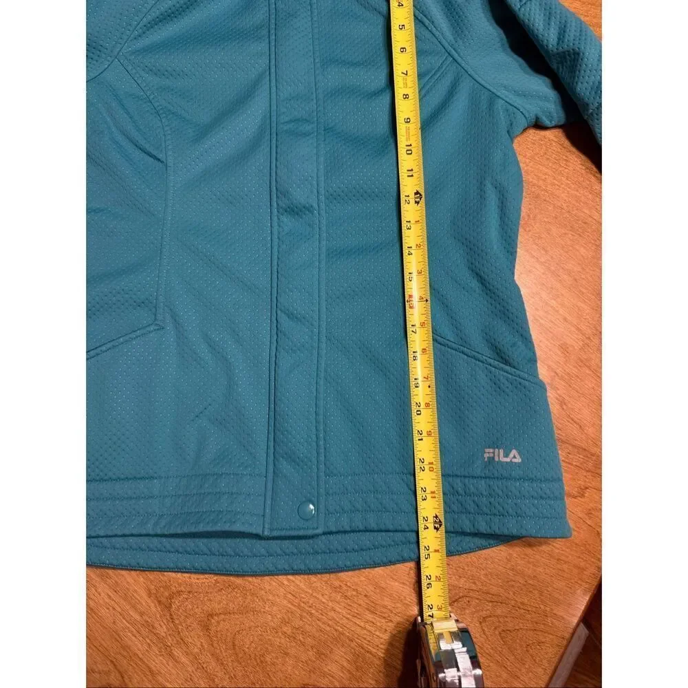 Fila Women's Soft Shell Long Sleeve Mock Neck Full Zip Jacket Turquoise Medium